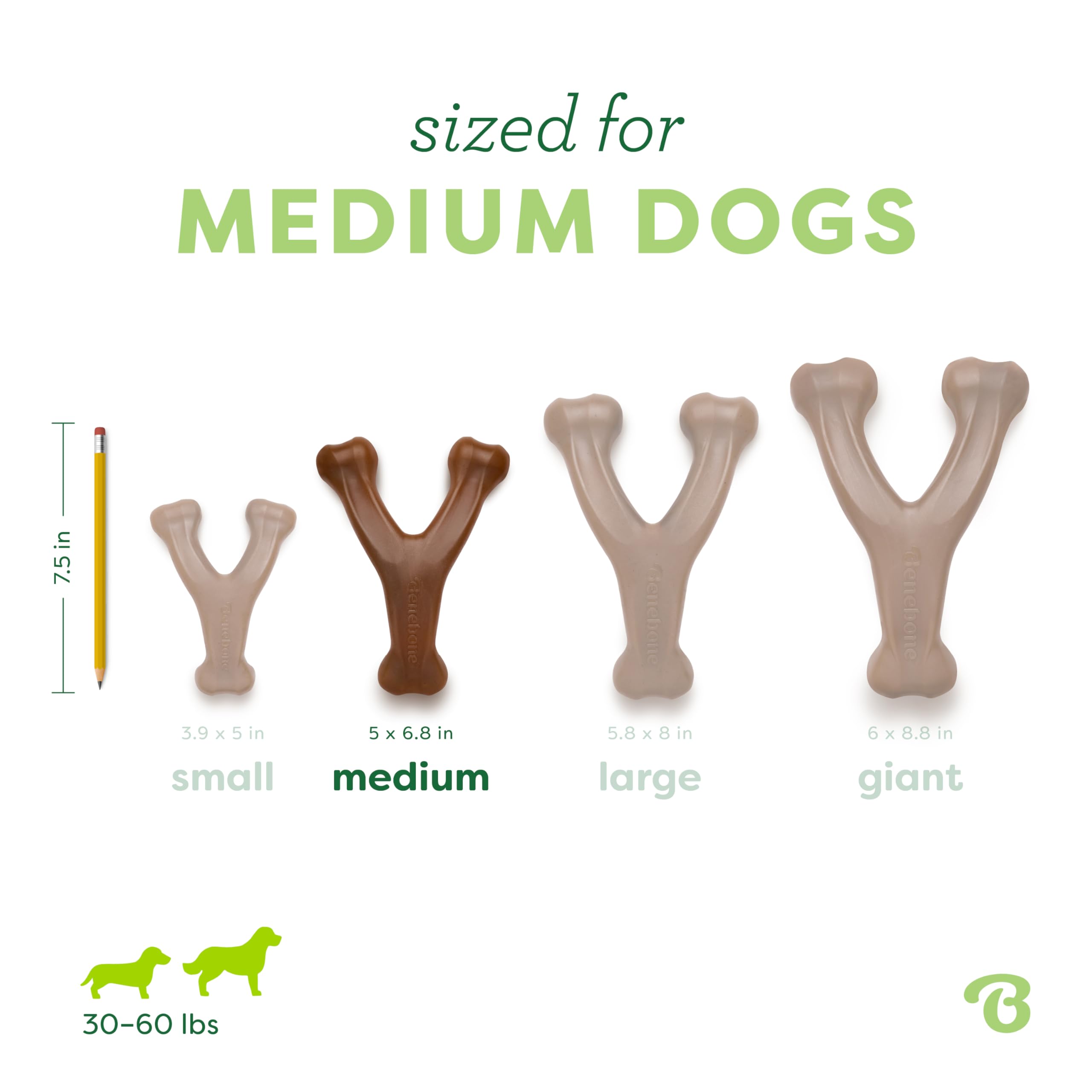 Benebone Indestructible Wishbone Dog Chew Toy - Real Peanut Flavor | Medium Dogs | Heavy Duty 4