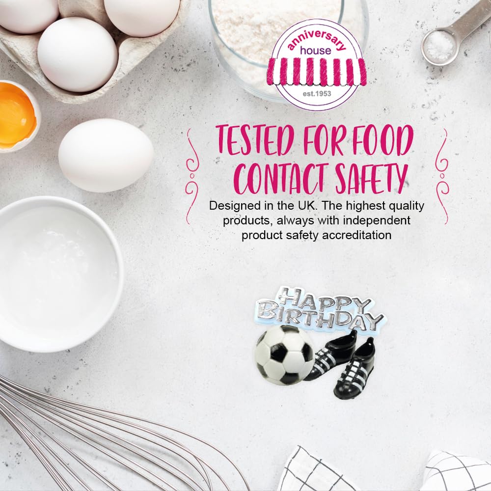 Anniversary House Football Cake Topper Kit - 3-Piece Reusable Set with Boots & Birthday Motto 5