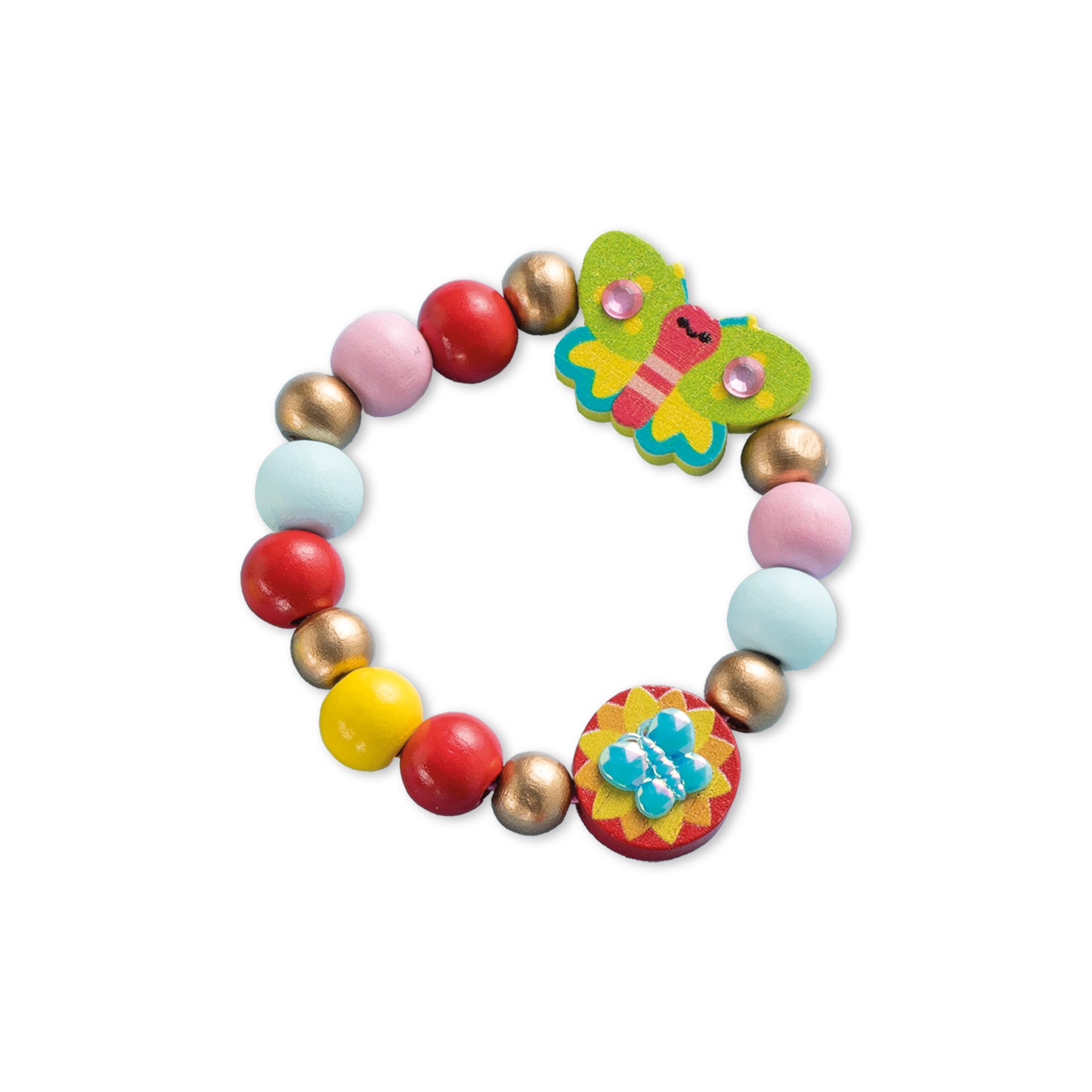 Janod 4 Flower Garden Wooden DIY Craft Kit - First Jewelry Making for Kids Ages 4-8 3