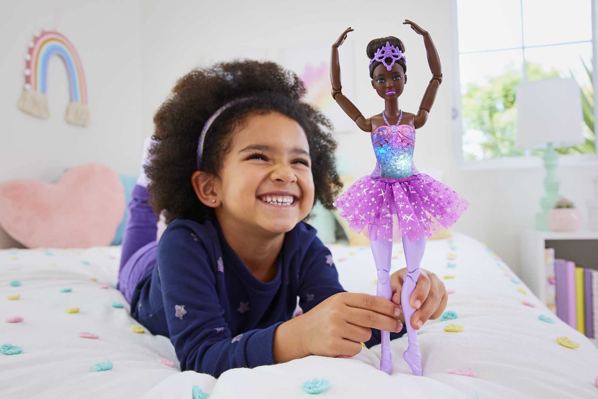 Barbie Magical Ballerina Doll - Light-Up Purple Tutu, Black Hair,3+ Years 9