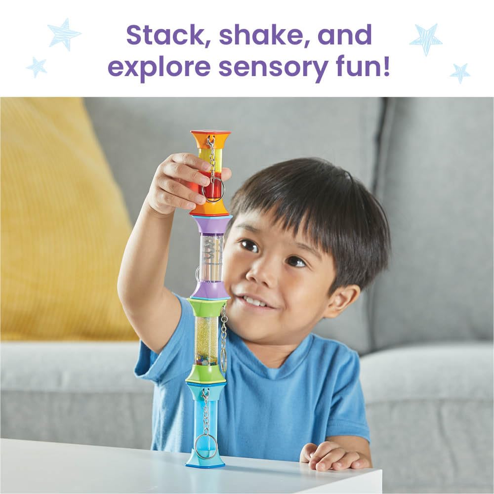 Learning Resources Soothing Swirlers Sensory Tubes - 4-Pack with Keychains for Kids Ages 3+ 3