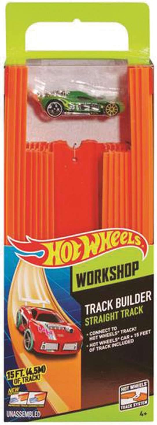 Hot Wheels BHT77 Straight Track Builder with Diecast Car Toy Playset - Ages 4+