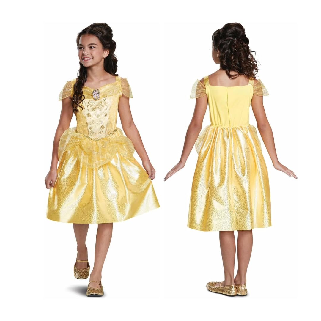 Disney Princess Belle Classic Costume Dress - Satin Bodice & Tulle Overlay, Size S (5-6) 7