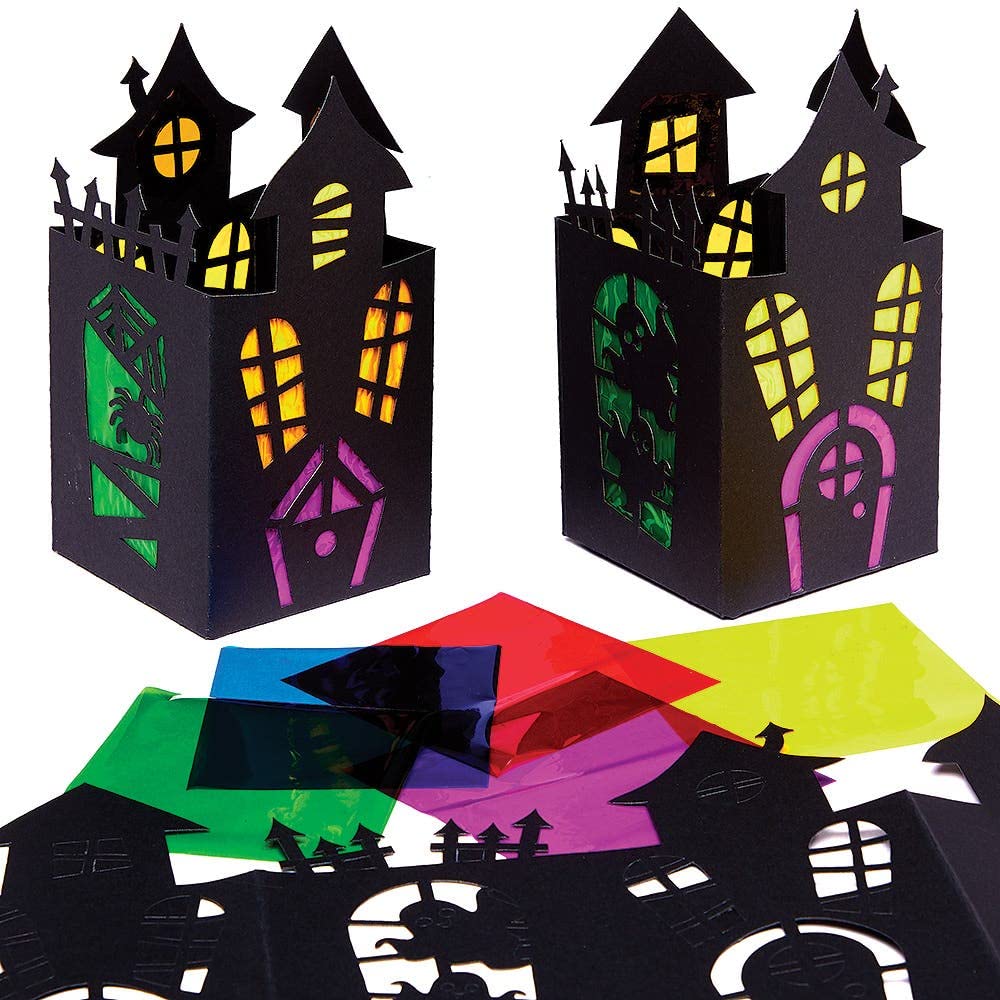 Baker Ross FX188 Haunted House Stained Glass Lantern Kits - Pack of 4