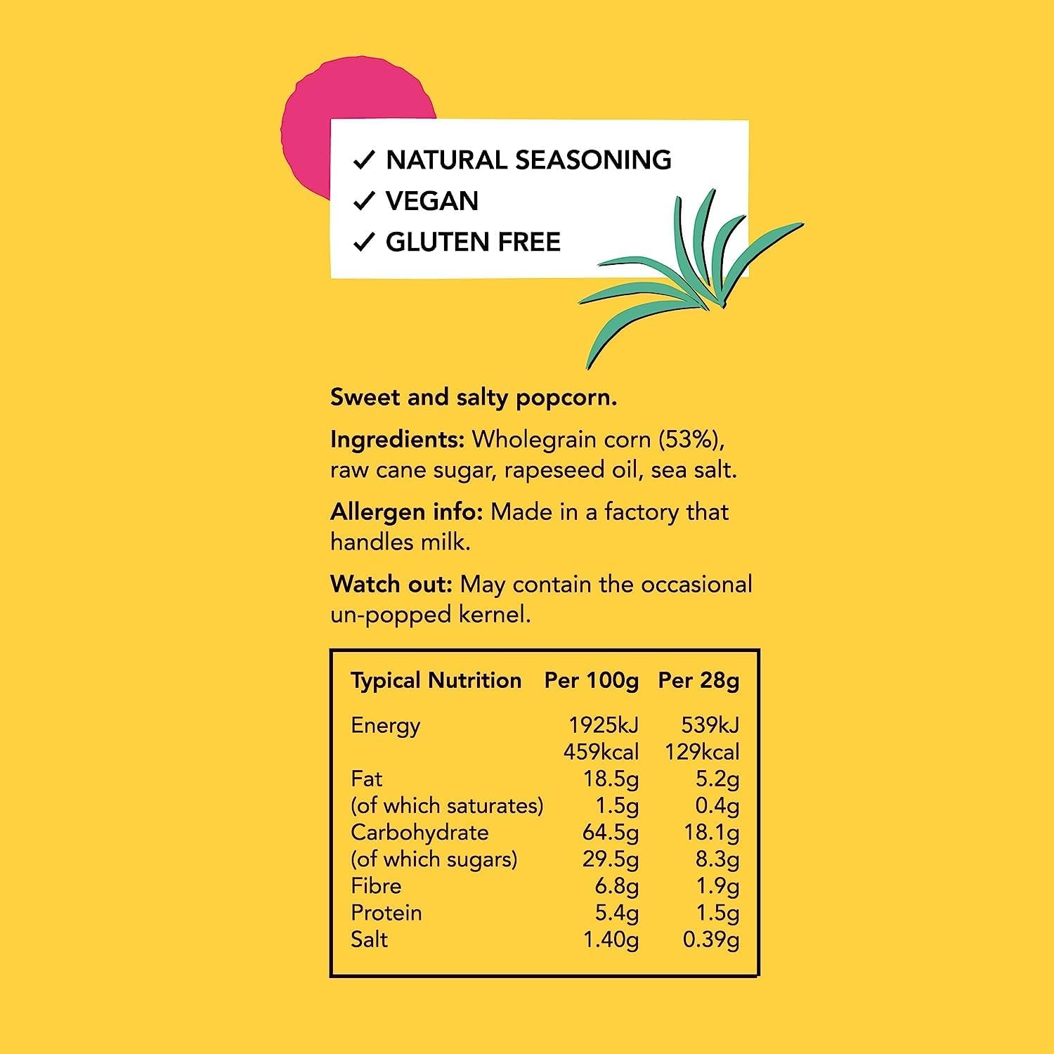 PROPERCORN Süßes und salziges Popcorn – mit natürlichem Meersalz und Demerara-Zucker gewürzter Snack, 32 Packungen à 14 g 3