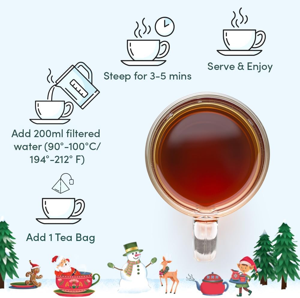 VAHDAM Frohe Weihnachten Tee-Geschenkset – Limitierte Auflage, 9 verschiedene Teebeutel 6