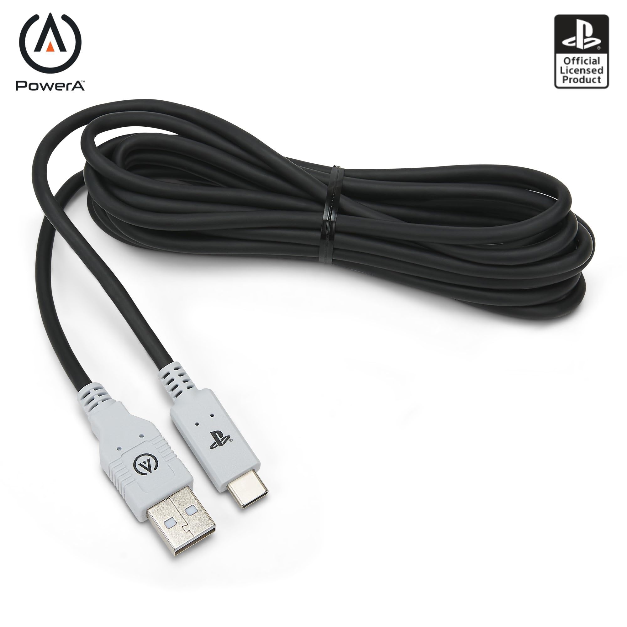 PowerA USB-C Charging Cable for PlayStation 5 DualSense Controller - 10ft with Velcro Strap