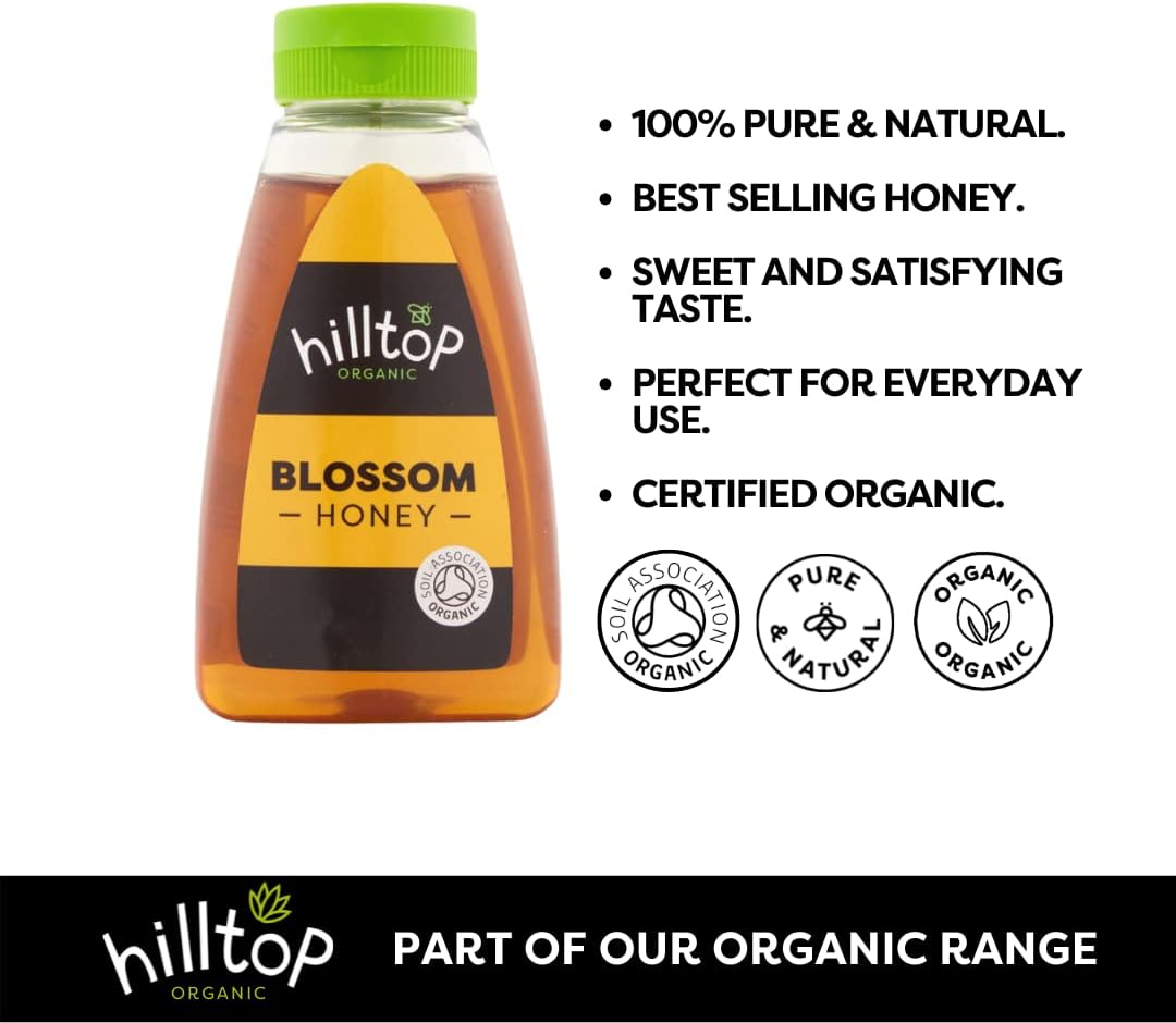 Hilltop Honey - Organic Blossom Honey - Squeezy Bottle - 720g 3