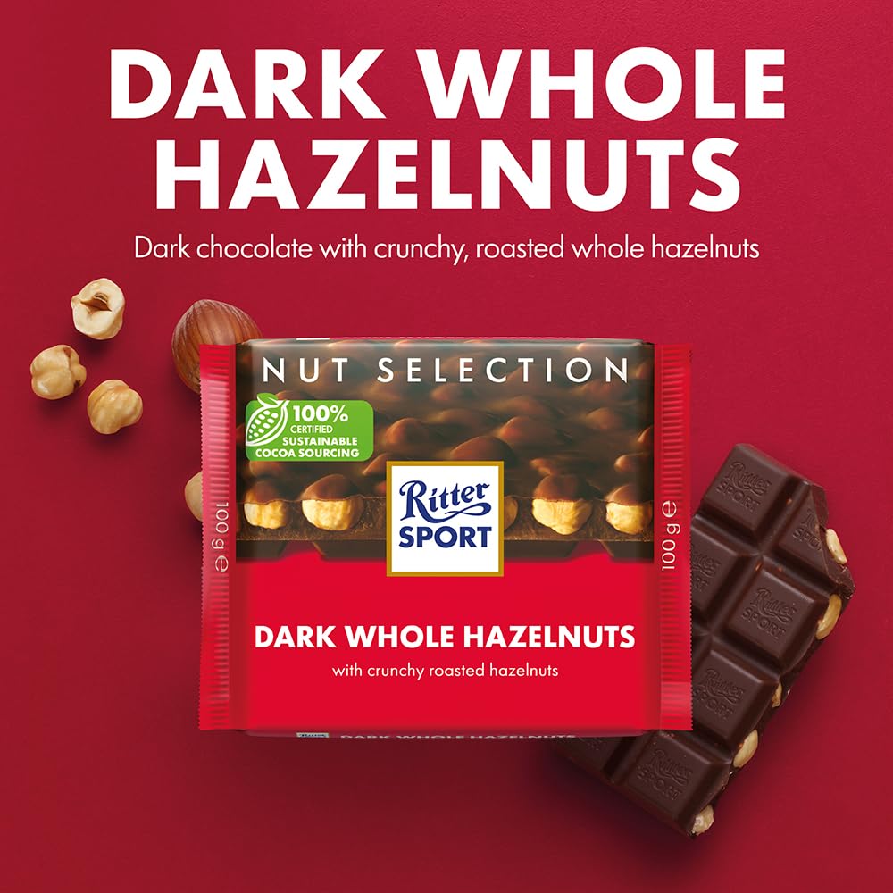 Ritter Sport Dark Chocolate Bar with Whole Hazelnuts - 100g 3