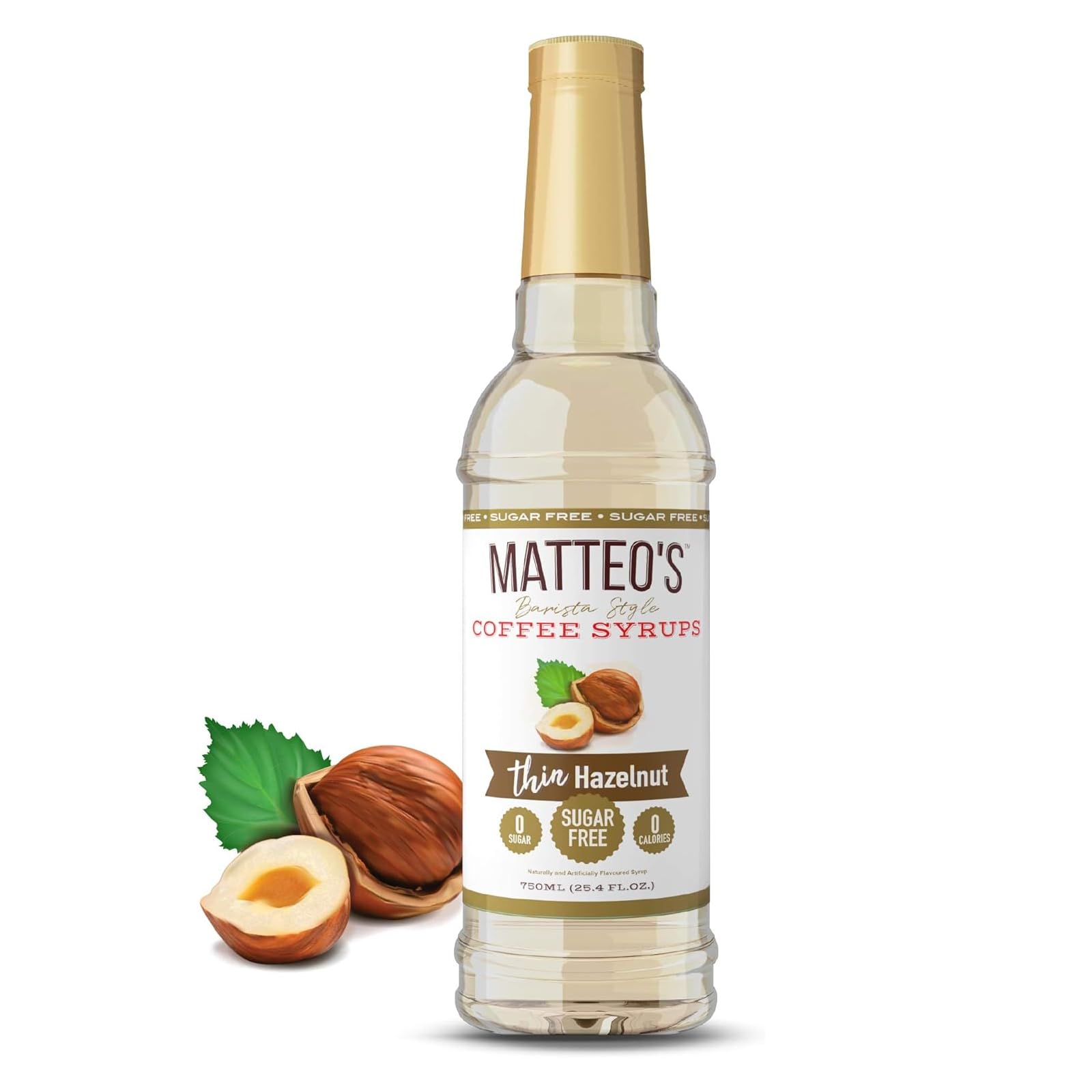 Matteo's Sugar Free Coffee Flavoring Syrup, Hazelnut, 0 Calorie, Keto Friendly, 25.4 Oz