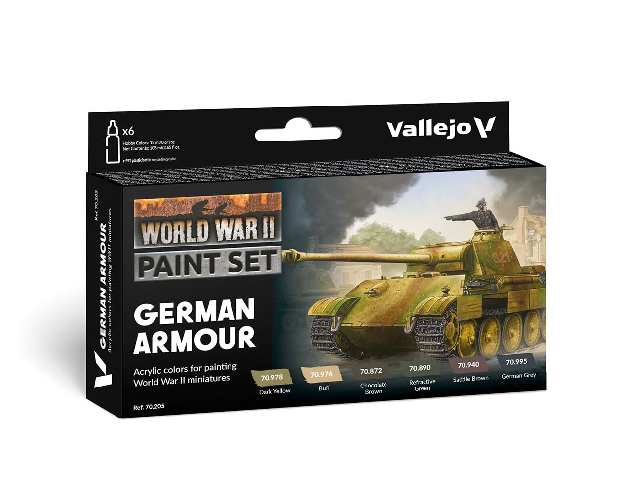 Vallejo WWII German Armour Model Color Set (6) - 17 ml Acrylic Paints 3