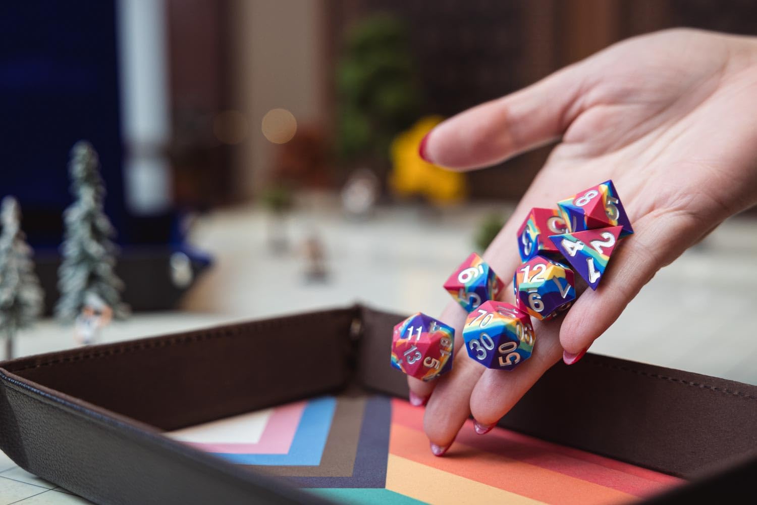 Metallic Dice Games FanRoll Pride Dice Tray – Rainbow Flag 7