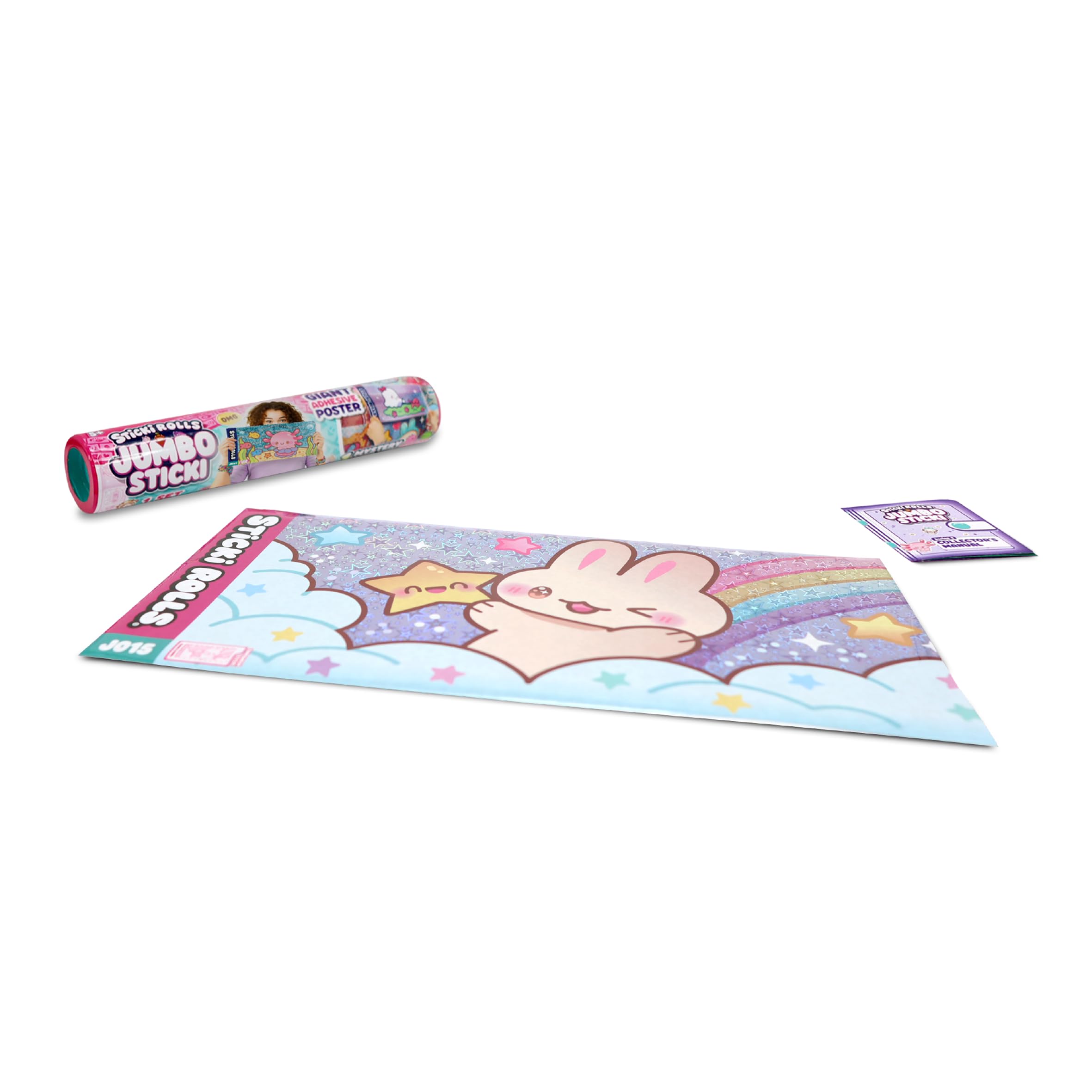 Sticki Rolls Jumbo Stickies - Giant Re-Stickable Foil Stickers, Multicolor Collectible Art (JS100ECDU-12)