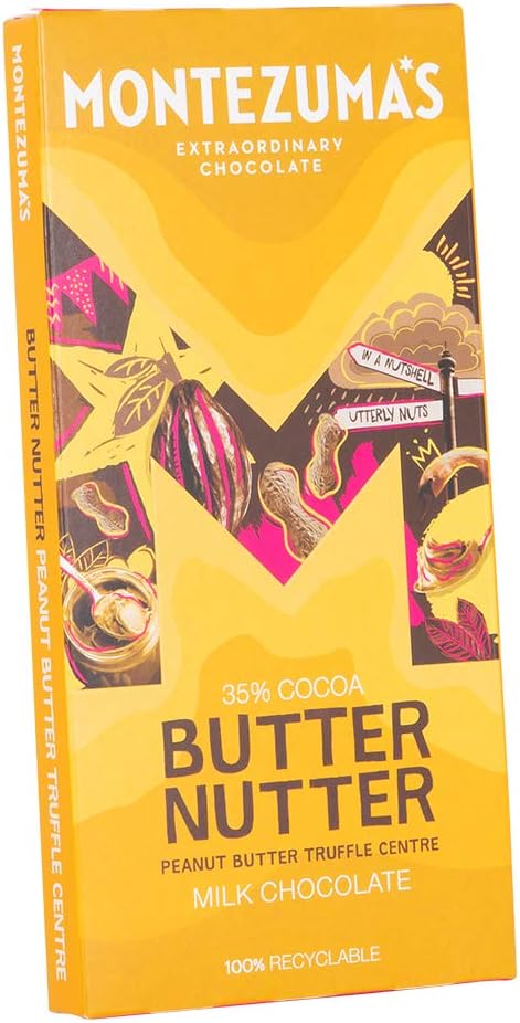 Montezuma - Butter Nutter 35 % Kakao, Milchschokolade mit Erdnussbutter-Trüffelfüllung, 90 g Riegel 4