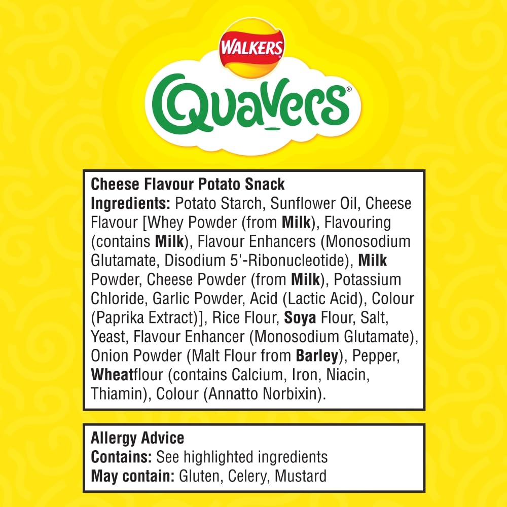 Walkers Quavers Cheese Flavour Snacks Multipack 20x16g 7