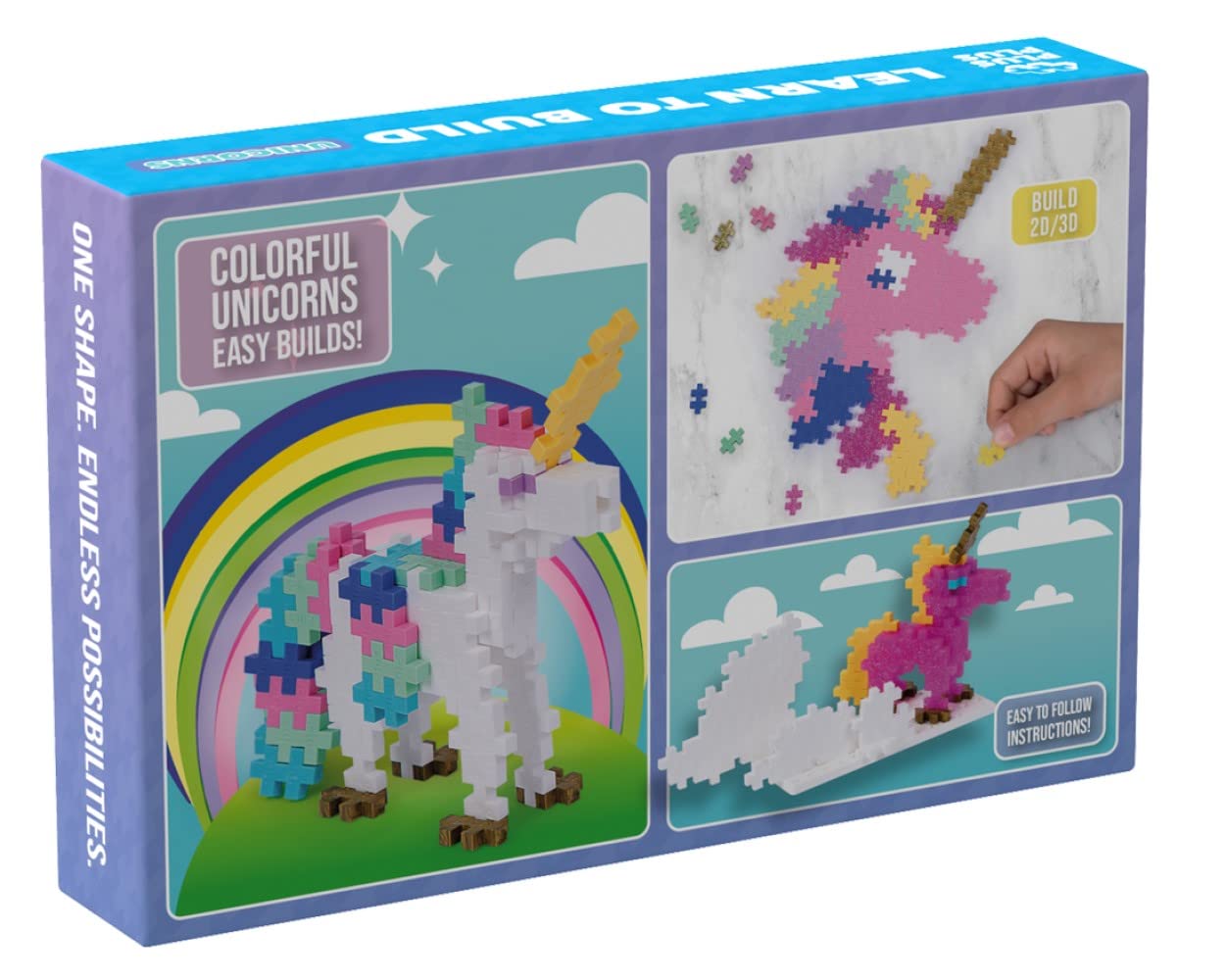 Plus-Plus 3908 Ingenious Construction Toy, Learn to Build, Unicorns, Creative Building Blocks, 275 Pieces 2