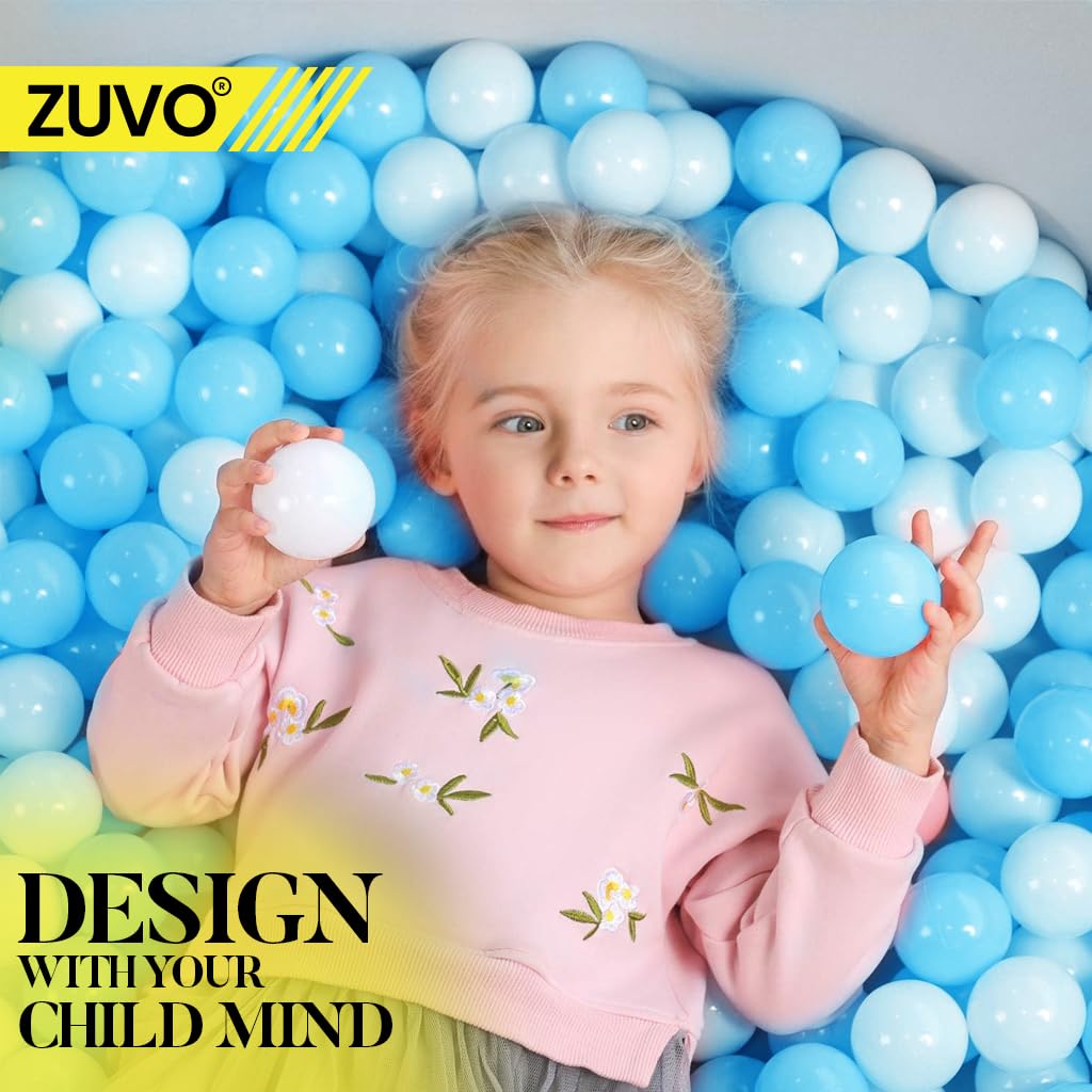 Zuvo Blue 5.5cm Crush-Proof Ball Pit Balls (100 Pack) for Kids Play 4