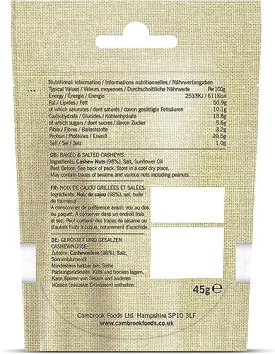 Cambrook Baked & Salt游戏副本 Cashews, 45g Recyclable Pack 4