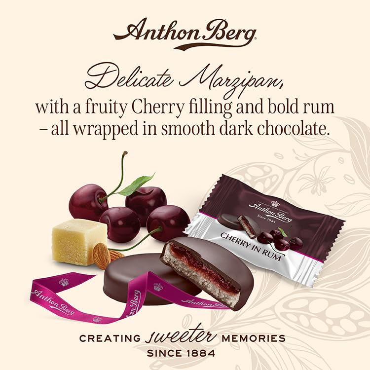 Anthon Berg Dark Chocolate Covered Marzipan Treats - Cherry in Rum 220g 3