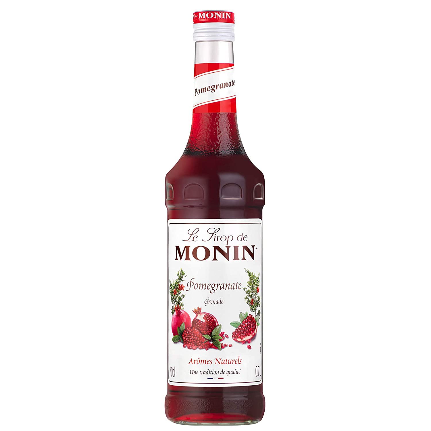 Monin Premium Pomegranate Syrup - Rich Red Fruit Flavor | 700ml Glass Bottle | Vegan Friendly