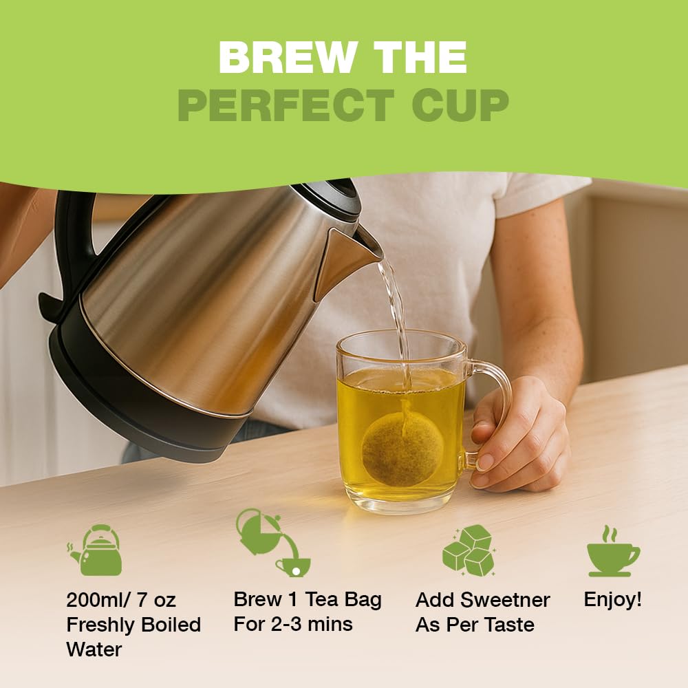 HANDPICK Green Tea Bags - 100% Pure Green Tea, 100 Bags, No Adhesive, No Bleach, Gluten Free 6