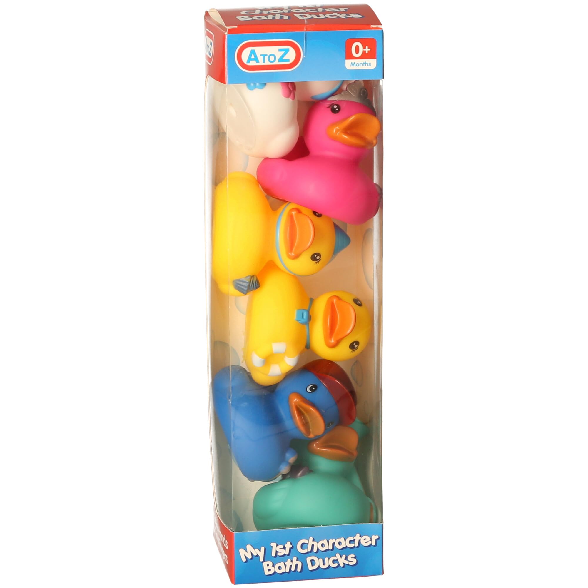 Coloured Ducks Bath Toy - 6-Pack Character Rubber Ducks for Babies 0+ Months 3