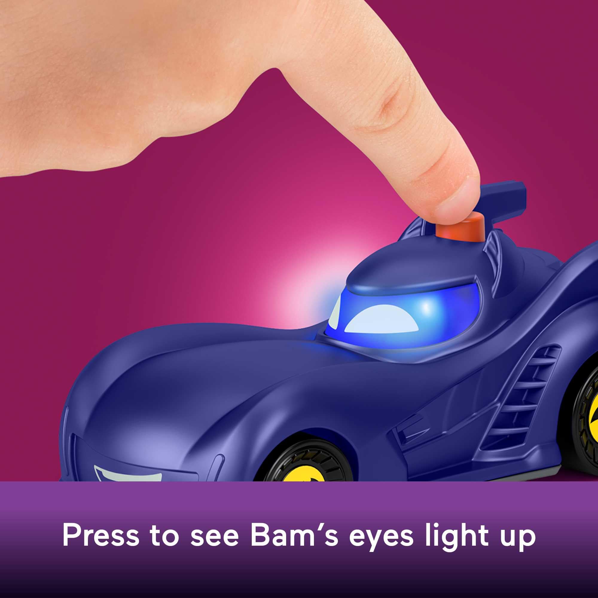 Fisher-Price DC Batwheels Light-Up 1:55 Scale Toy Cars 2-Pack - Bam the Batmobile & Buff the Bat-Truck, Ages 3+ 3
