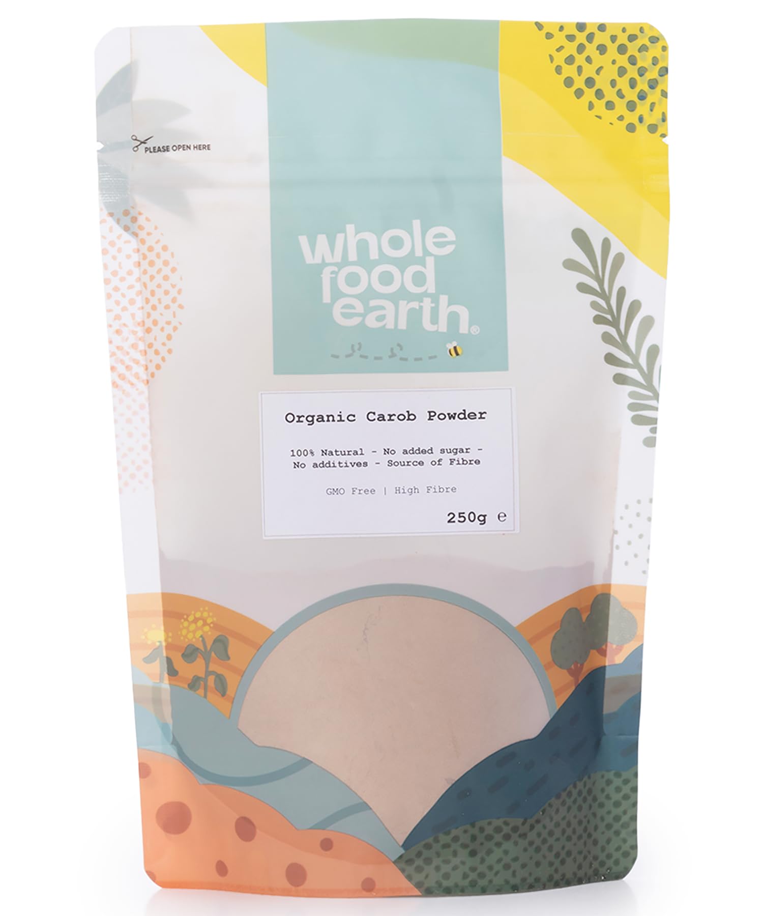 Organic Carob Powder 250g - Grade A Vegan Chocolate Substitute - Wholefood Earth