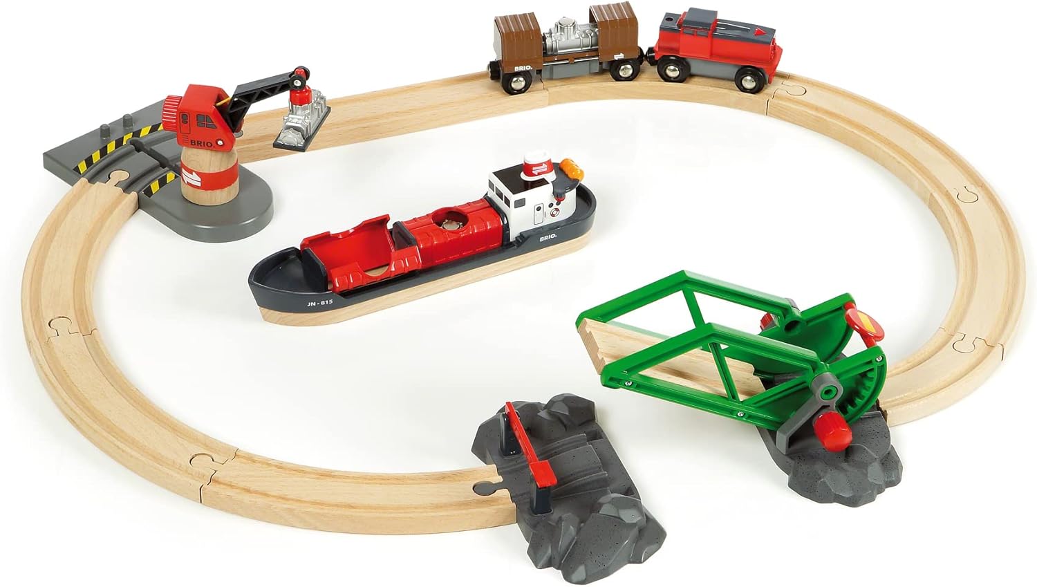 BRIO World Harbour Cargo Train Set - Wooden Playset for Kids 3 Years and Up 6