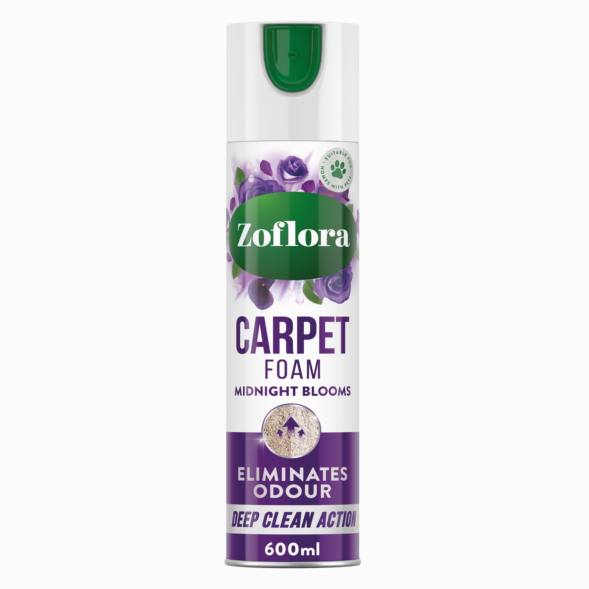 Zoflora Midnight Blooms Carpet Fresh & Care Foam, 600ml – Deep Clean Stain Remover & Odour Neutraliser for Carpets and Upholstery