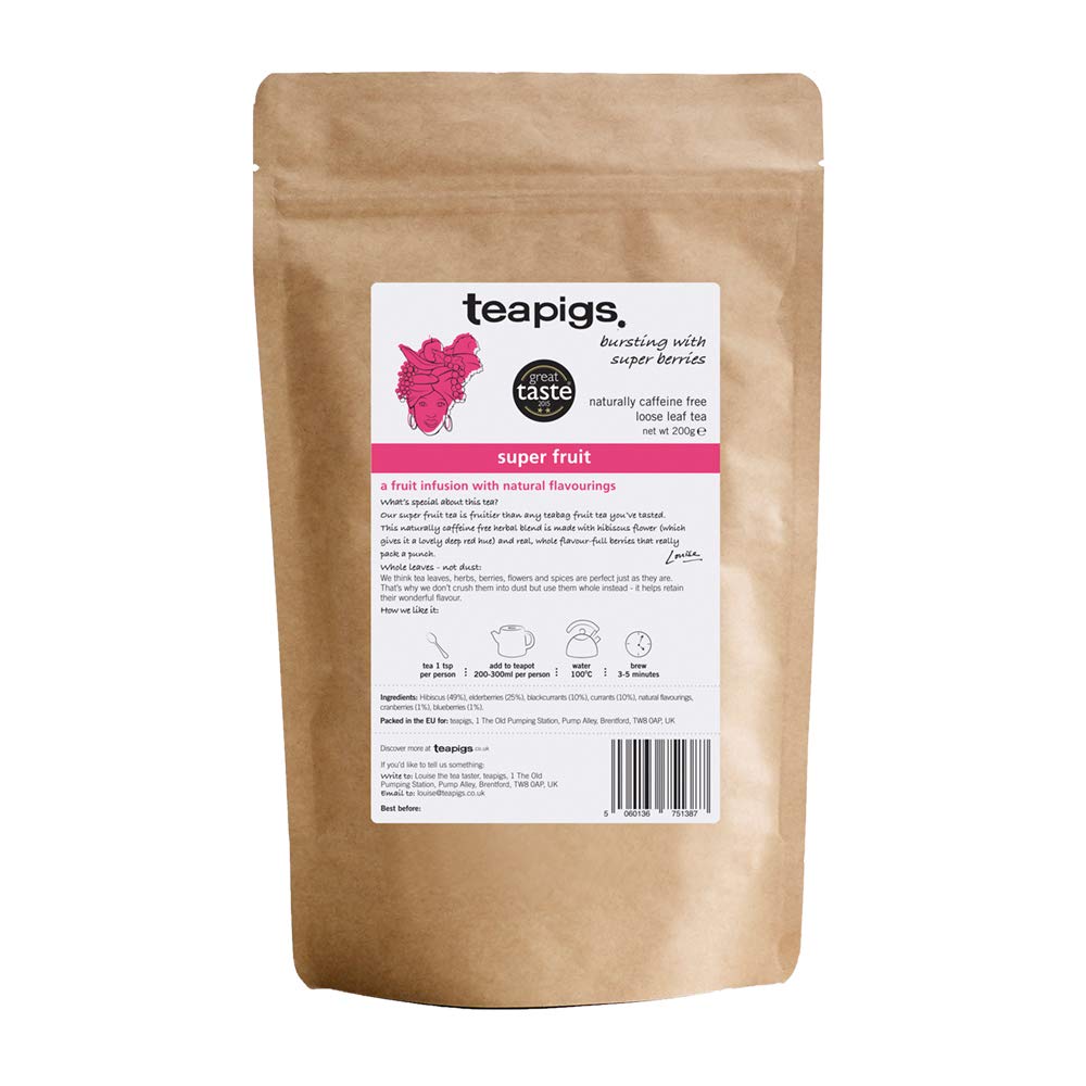 teapigs Super Fruit Tea - Caffeine-Free Herbal Loose Leaf Tea with Hibiscus