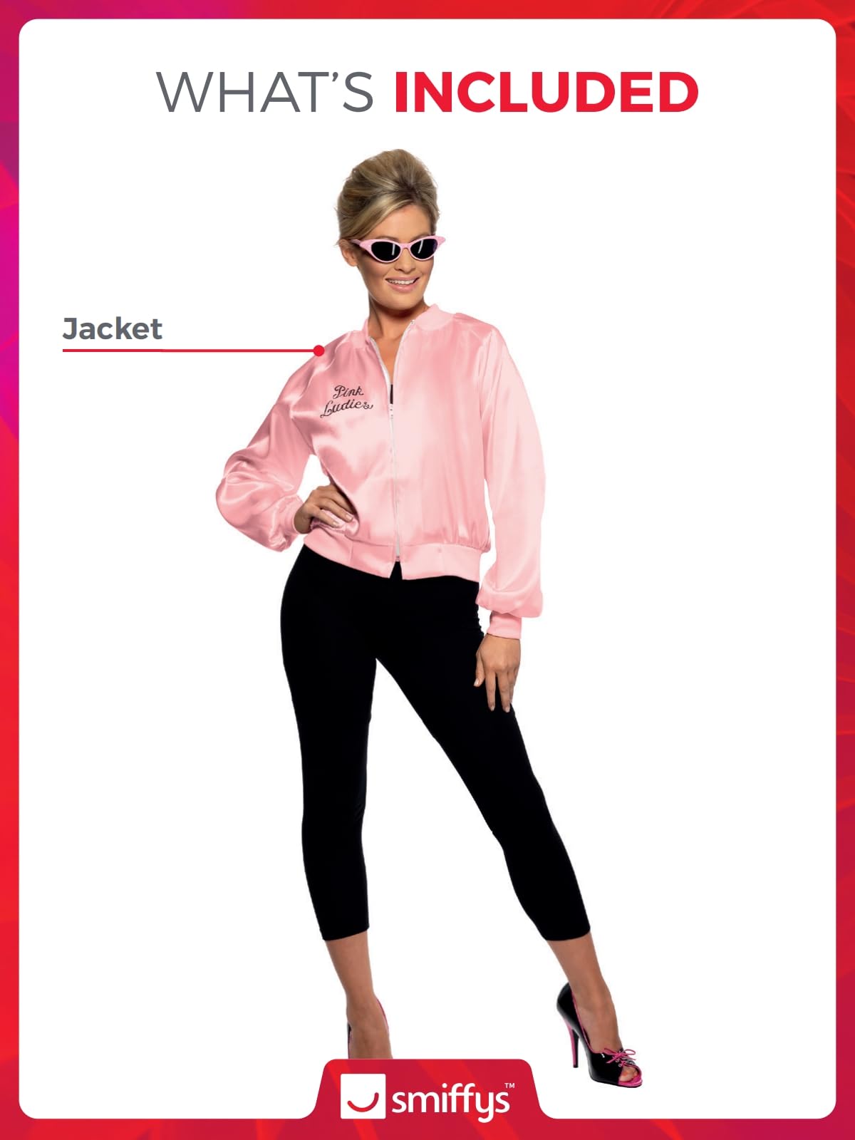 Smiffys Grease Pink Ladies Jacket for Women - Officially Licensed Pink Jacket with Embroidered Logo 4