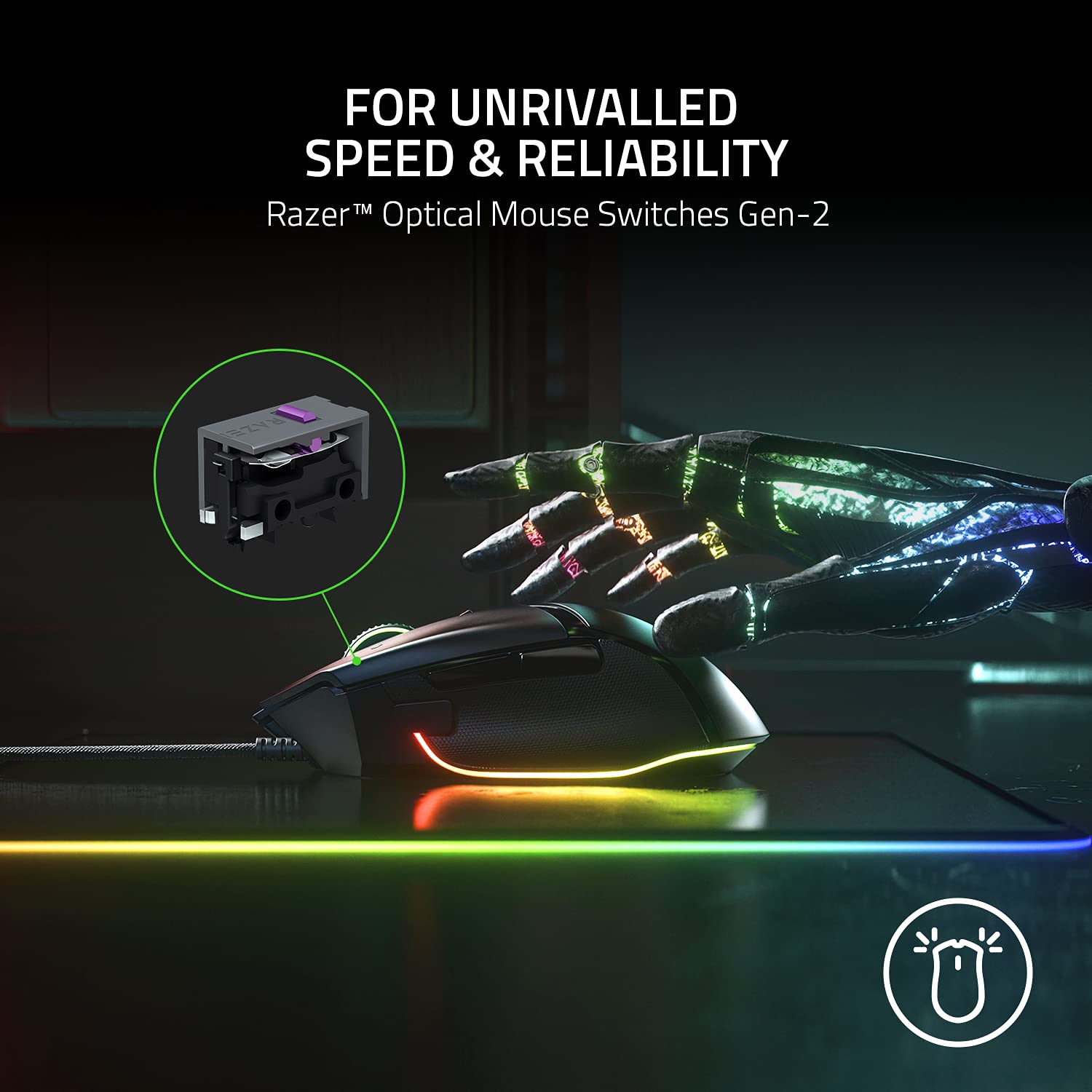Razer Basilisk V3 - Wired Customisable Gaming Mouse (10+1 Programmable Buttons, HyperScroll Tilt Wheel, 11 Chroma RGB Lighting Zones, Optical Mouse Switches, Focus+ 26K DPI Optical Sensor) Black 5
