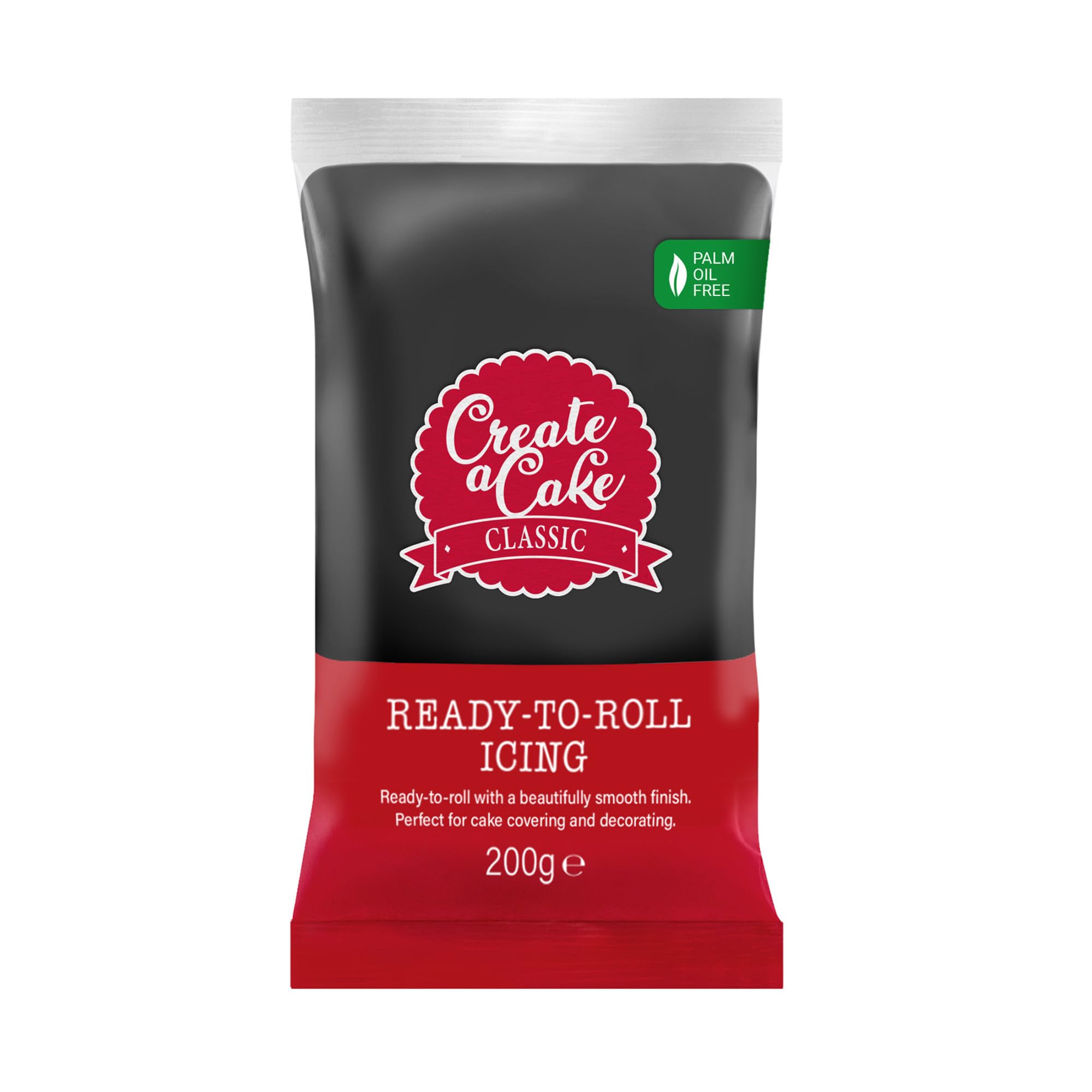 Create A Cake Ready To Roll Icing - Black Fondant Sugar Paste | Palm Free | 200g