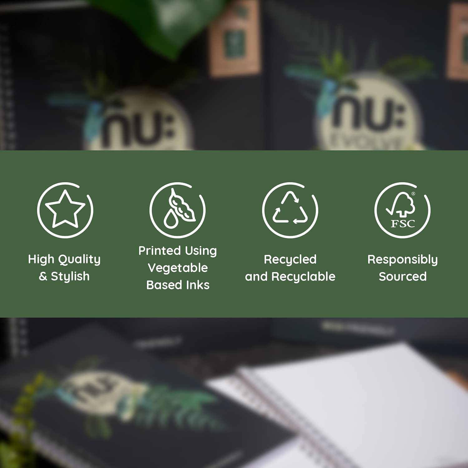 nu: Evolve A4 Stitched Notebook | Recycled FSC Paper | Ruled | Soft Cover | Black 3