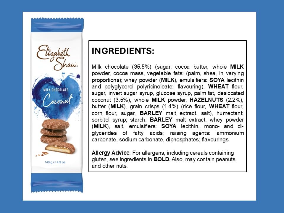 Elizabeth Shaw Coconut Milk Chocolate Crisp Biscuits Case Pack (10 x 140g) 5