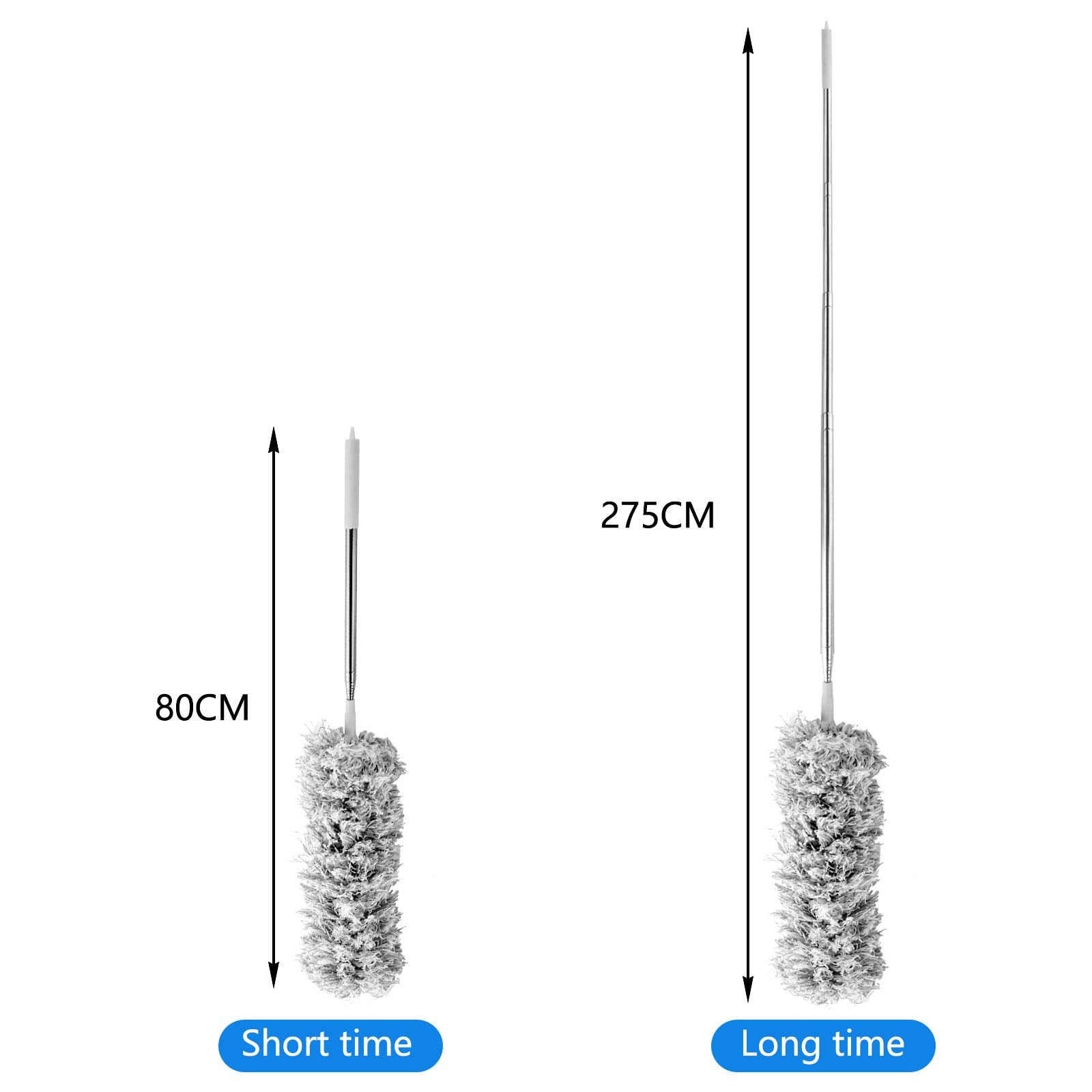 ASelected Extendable Microfiber Duster with 108" Telescoping Pole - 80-275cm Adjustable Height for Ceilings, Fans & Blinds