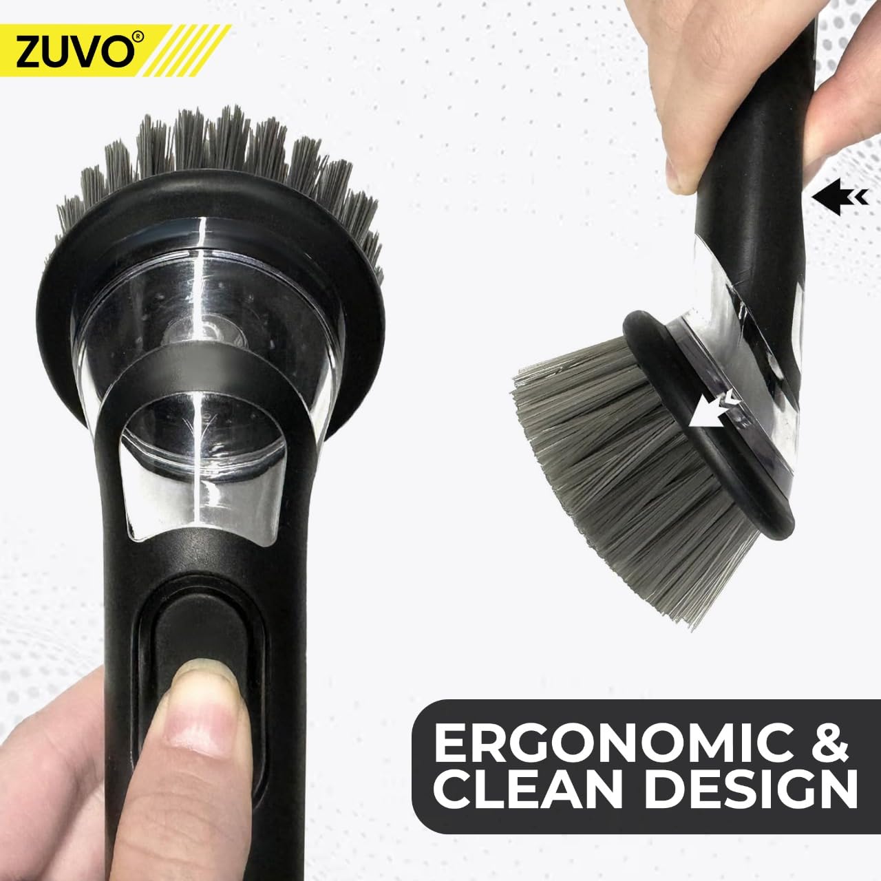 Zuvo - Soap Dispensing Scrubbing Brush with Handle for Kitchen Cleaning 4