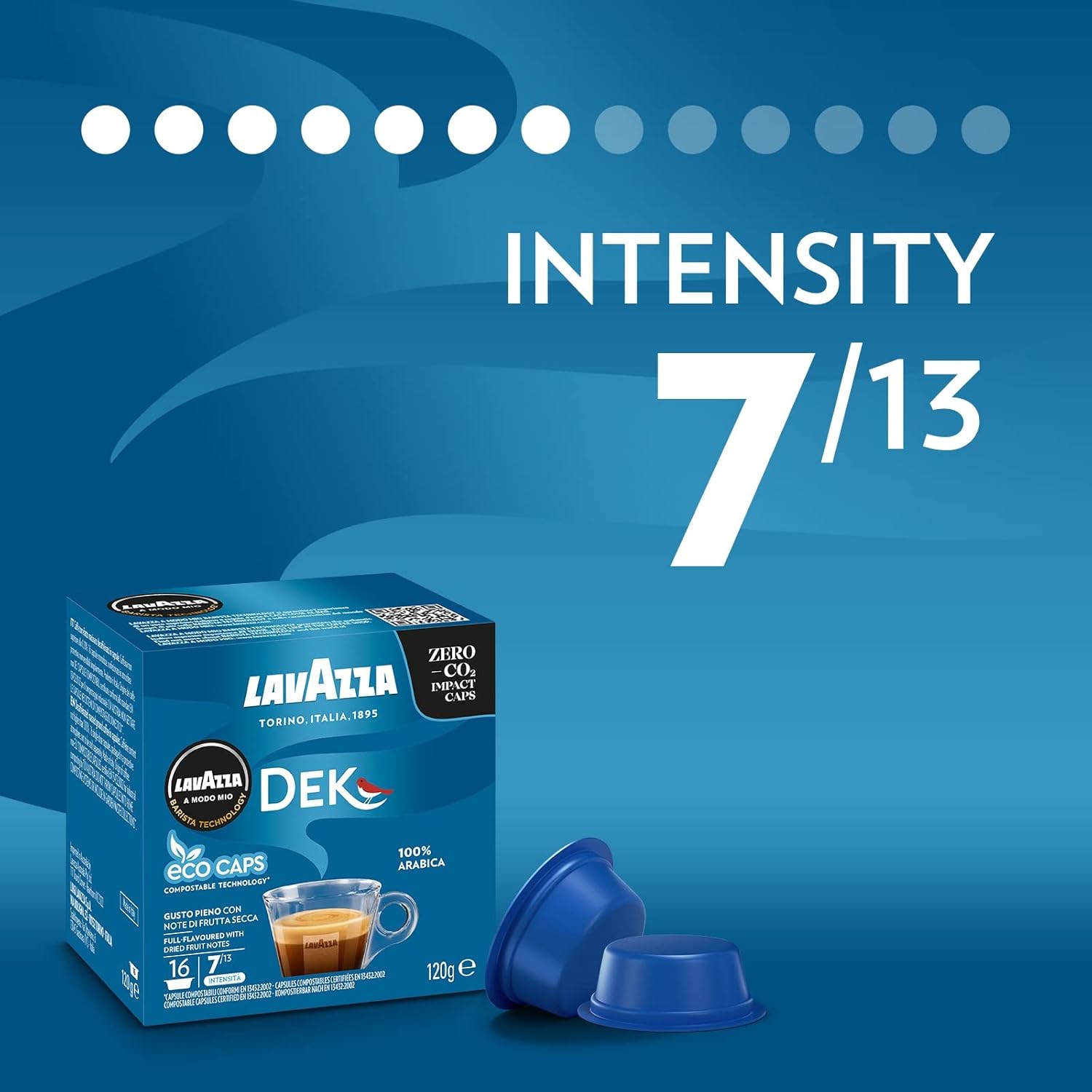 Lavazza A Modo Mio Dek Cremoso Coffee Capsules, Decaffeinated 100% Arabica Blend, 36 Pods