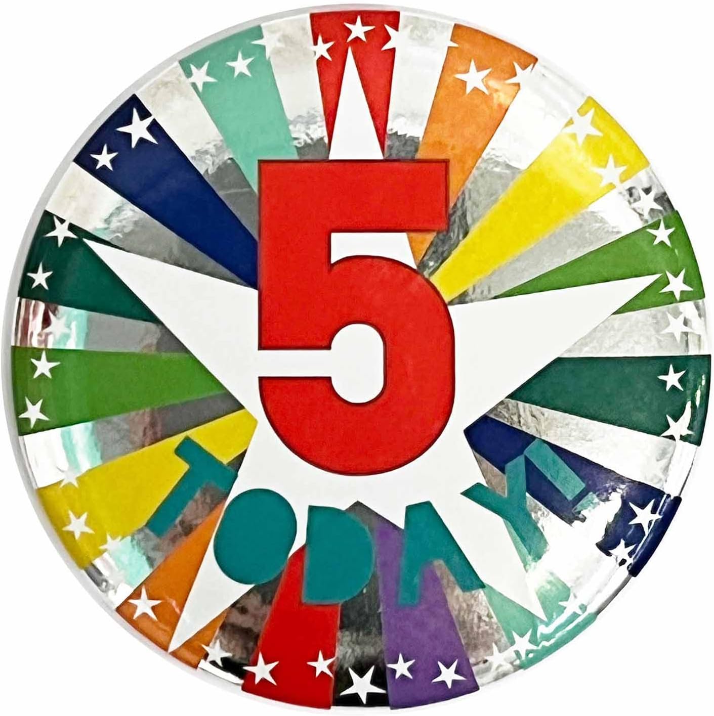 amscan 5 TODAY Birthday Badge Multicoloured Star Design