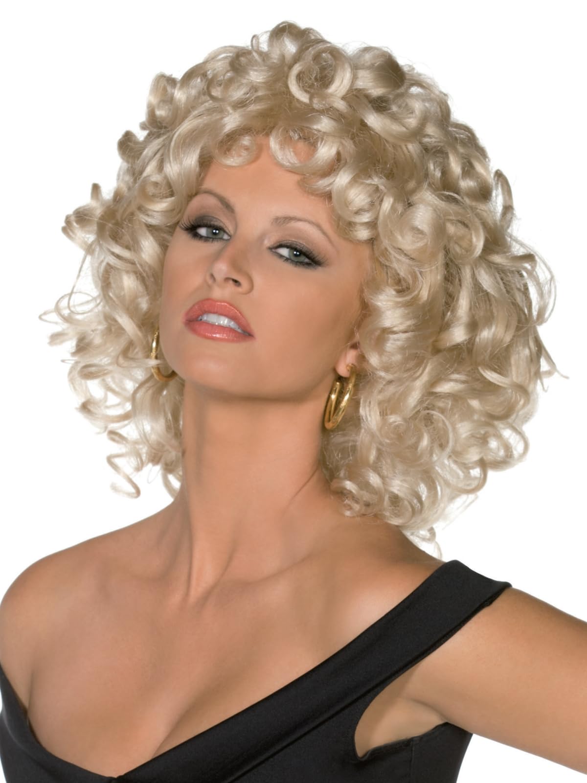 Smiffys Grease Sandy Last Scene Blonde Curly Wig - Pre-Styled & Officially Licensed for Adults