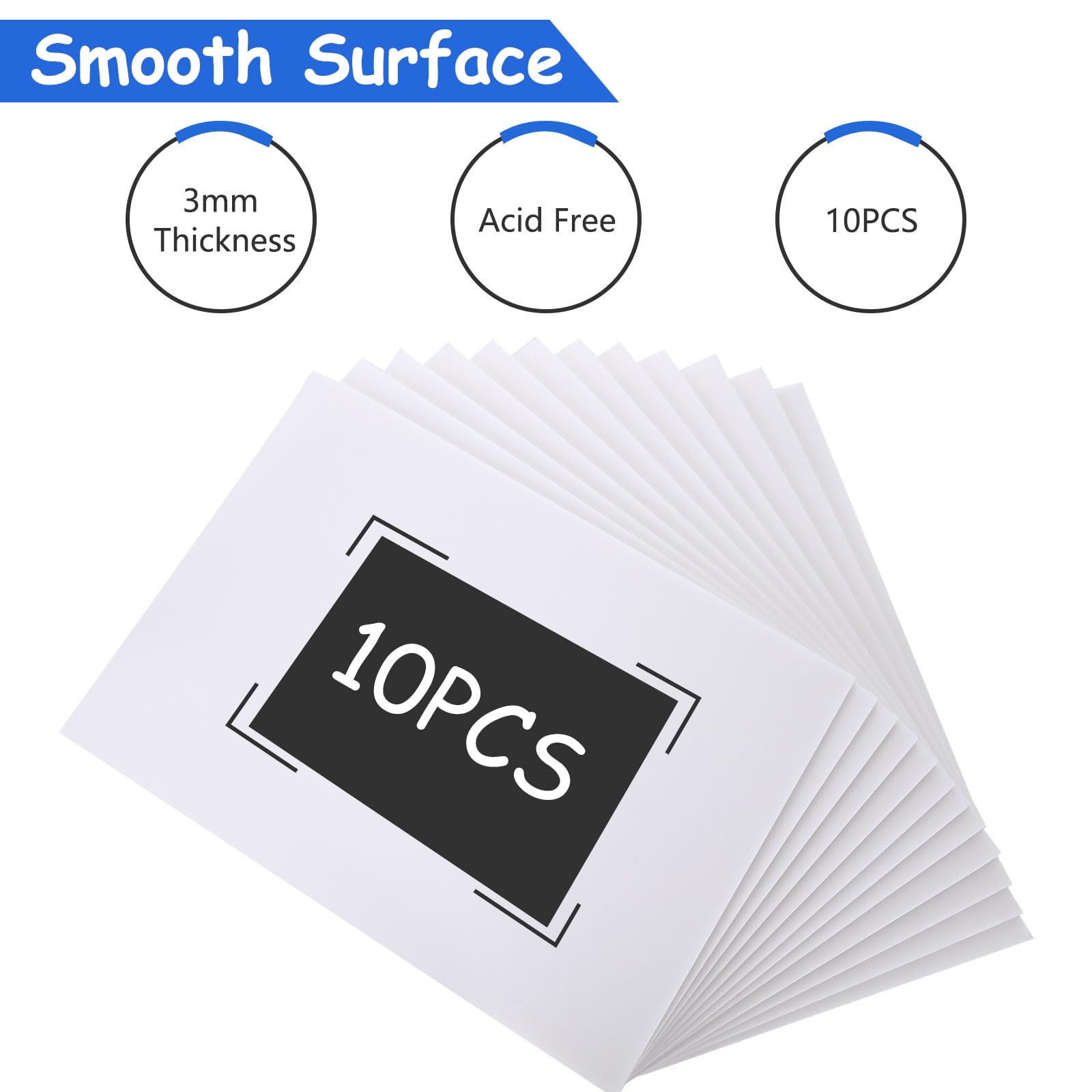 ASelected White Foam Boards - 10 Pack A4 (210x297mm) | 3mm Thick Polystyrene Core 4