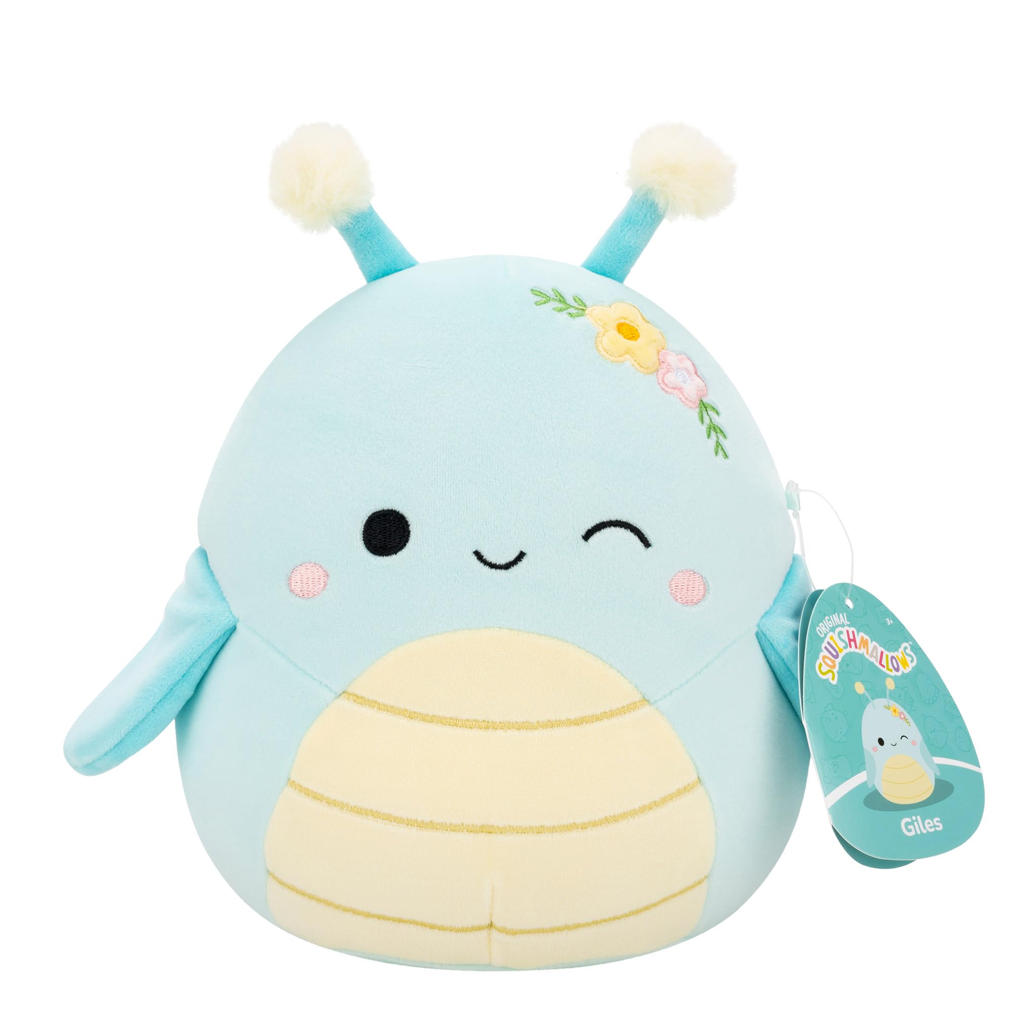Squishmallows 7.5-Inch Giles the Winking Blue Grasshopper Plush - Musical Toy 5