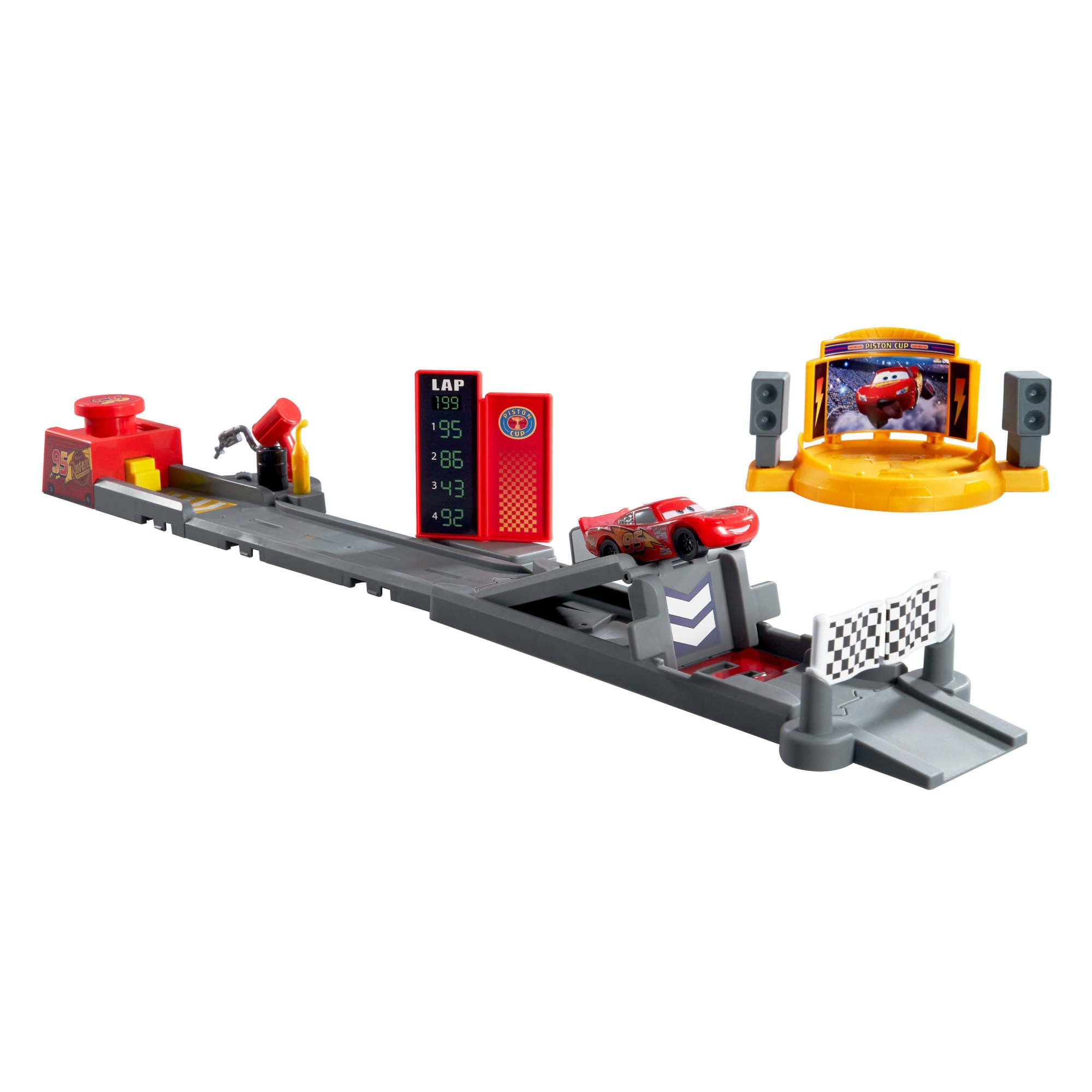 Mattel Disney and Pixar Cars Piston Cup Jump and Stunt Runway Playset - 2-in-1 Racing & Stunt Action for Kids 3