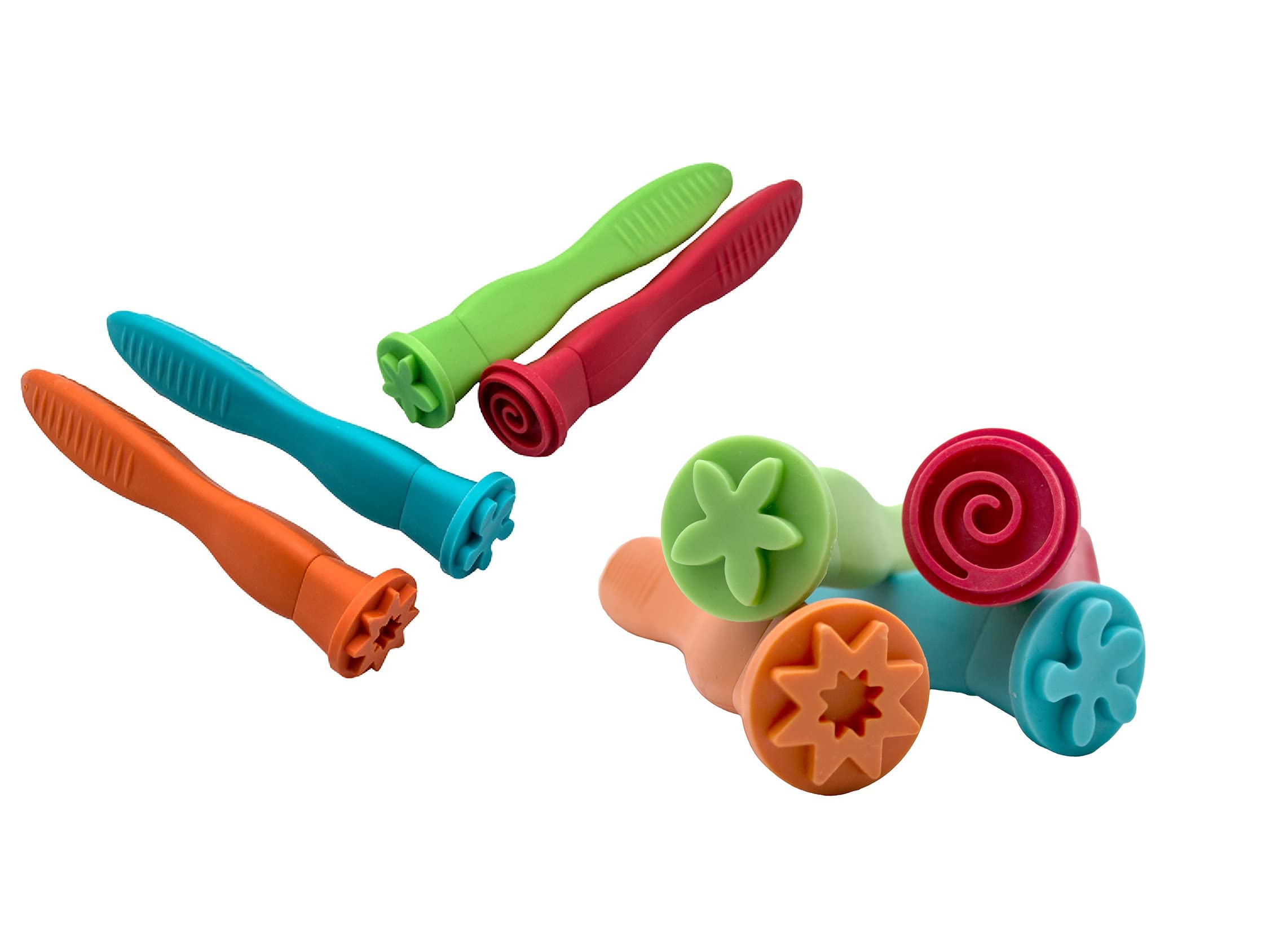 Craftplay Pattern Stampers - Pack of 4 Soft Grip Tools for Paint & Dough | Washable