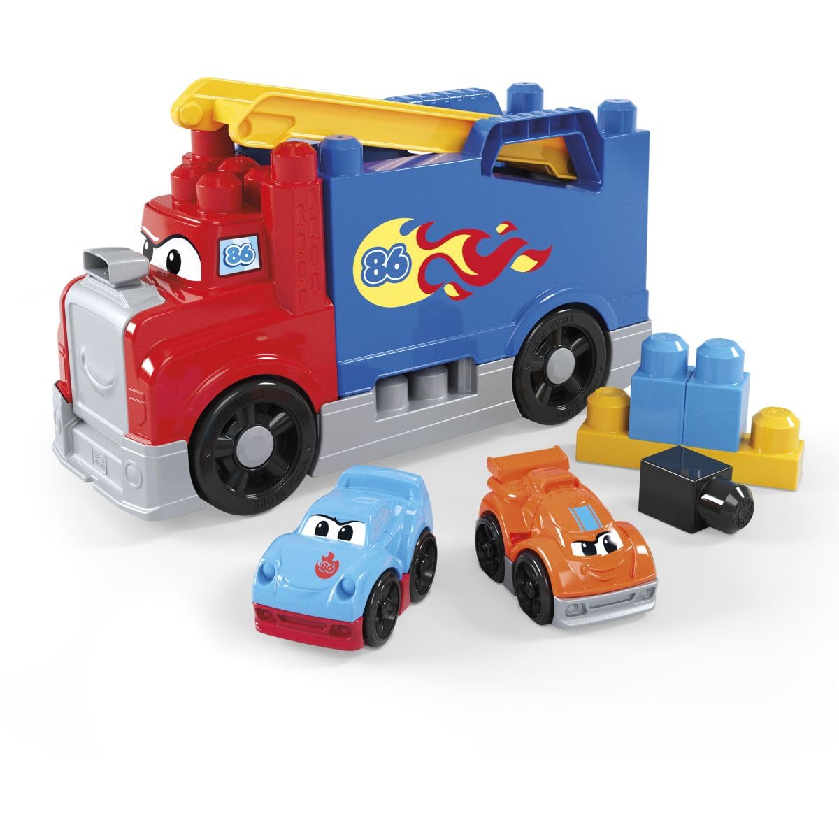 MEGA BLOKS First Builders Build & Race Rig - 19-Piece Toddler Building Set with Race Cars 7