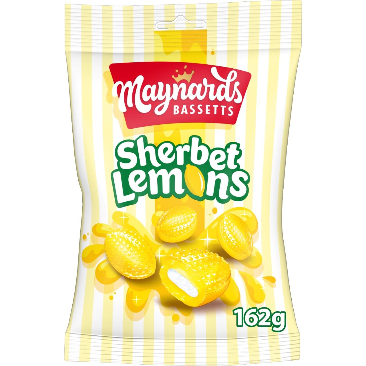 Maynards Bassetts Sherbet Lemons - Tangy Lemon Sweets with Fizzy Centre | 162g Pack