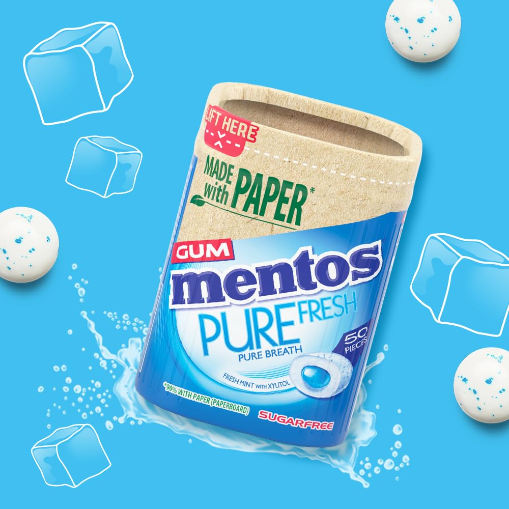 MENTOS Pure Fresh Sugar Free Chewing Gum - Fresh Mint Flavor | 50 Count (Pack of 6) 5