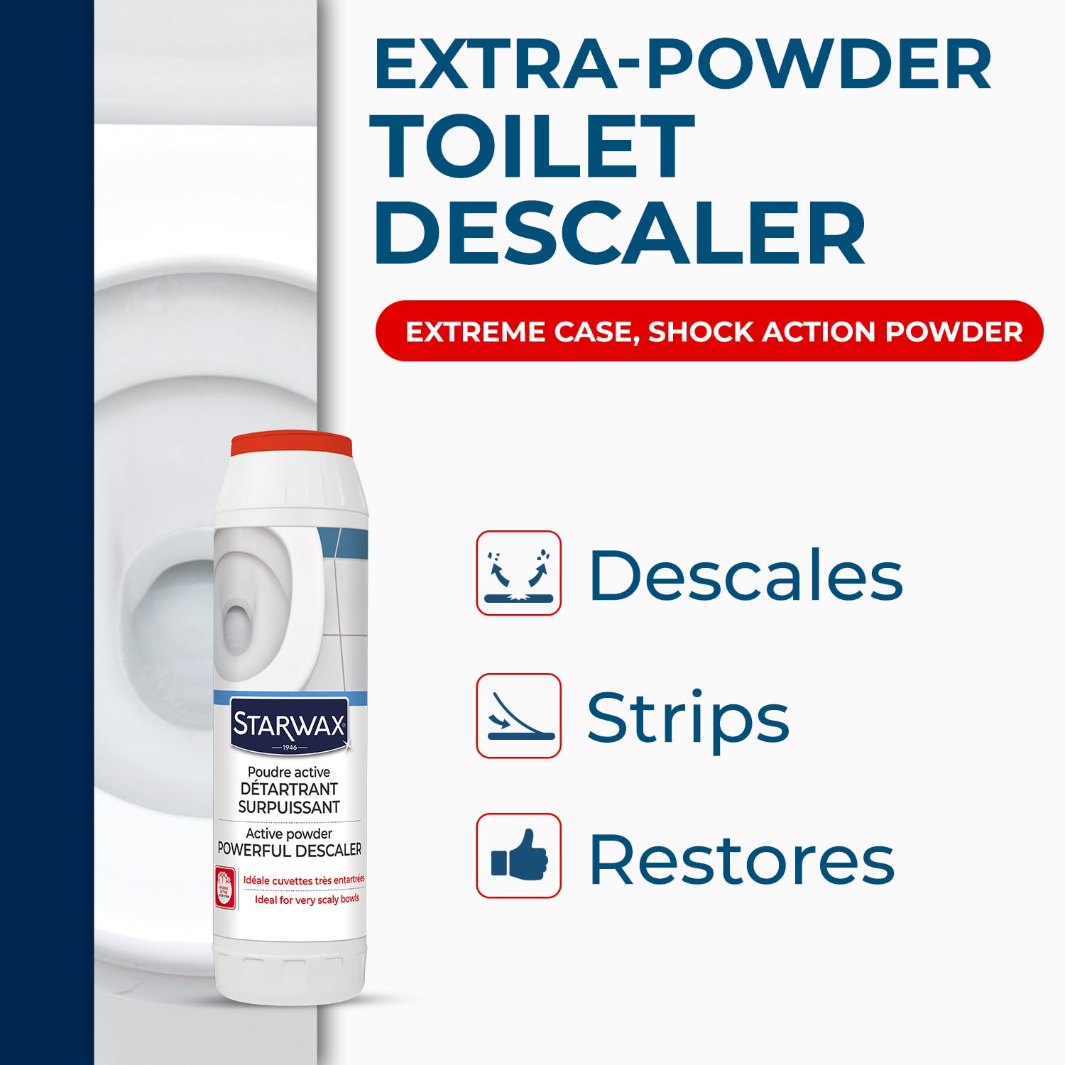 STARWAX Descaling and Deep-Cleaning Toilet Powder - 1KG - Extreme Cases