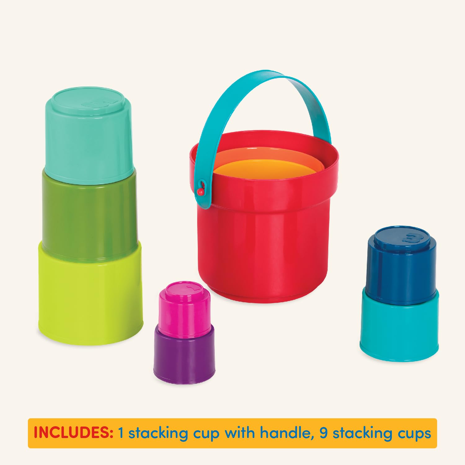 Battat BT4711Z 10 pcs – Plastic Nesting Bucket with Carry Handle – Water & Sand Play 5